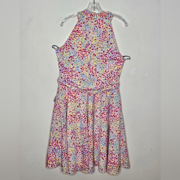Tahari multi-colored polka dot high neck sleeveless dress size 12 - Picture 6 of 7